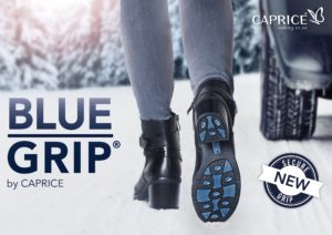 CAPRICE Pressemotiv BLUE GRIP 1 CAPRICE presents another innovation: BLUE GRIP Pirmasens shoe manufacturer launches the "BLUE INNOVATION LINE" using a novel sole and heel technology